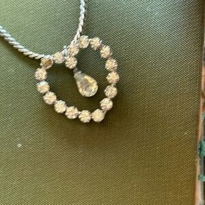 Krementz 1950s Rhinestone Heart Teardrop Necklace